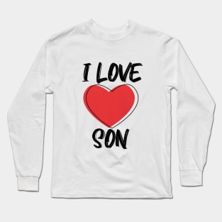 I Love Son with Red Heart T-Shirt Long Sleeve T-Shirt